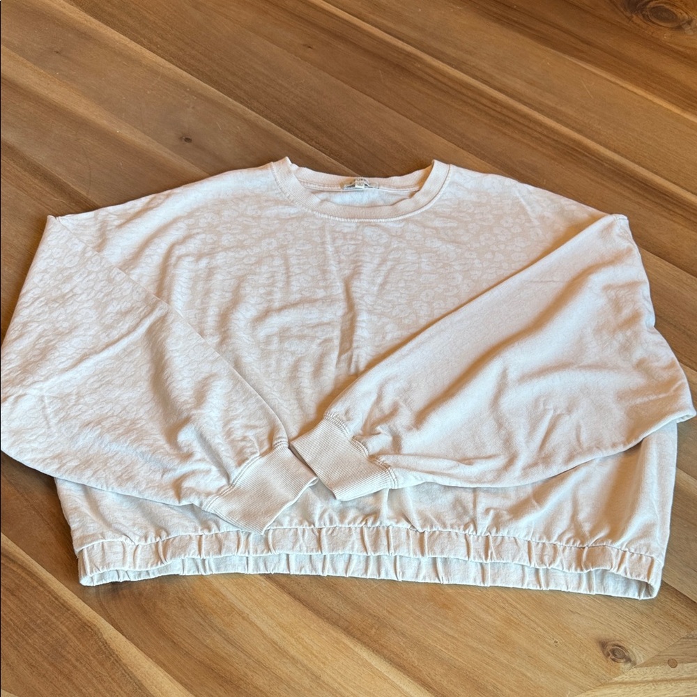 Z Supply Soft Cream leopard Crew Neck Sweatshirt